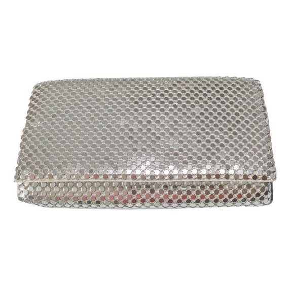 Vintage Jessica McClintok Chainmail Metal Clutch Purse Wedding Bridal Bag